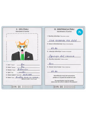 Slovenia dog (animal, pet) passport PSD template, fully editable