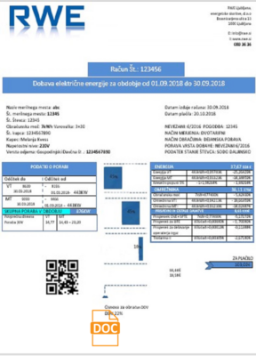 Slovenia RWE electricity proof of address utility bill template in Word and PDF format