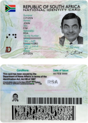 South Africa ID template in PSD format, fully editable