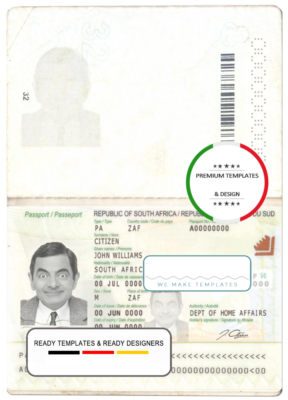 South Africa passport in PSD format, fully editable (2009 – present)