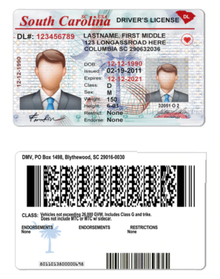 South Carolina Driver License Psd Template (Multi Version)