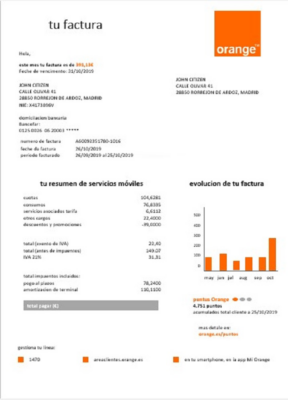 Spain Orange easy fillable utility bill template in Word and PDF format