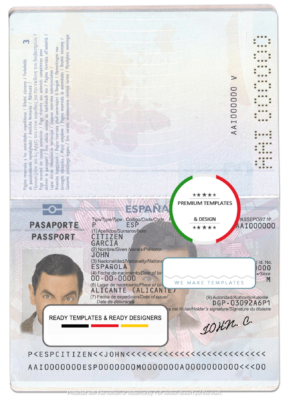 Spain passport template in PSD format, fully editable (till 2015)