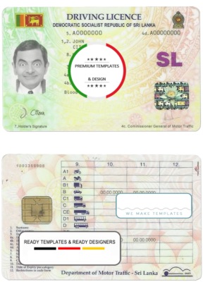 Sri Lanka driving license template in PSD format, fully editable