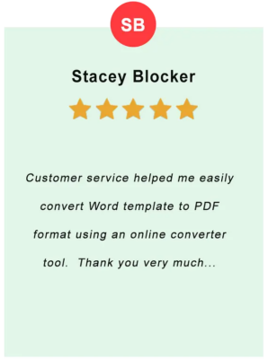 Stacey Blocker – feedback of our valued customer