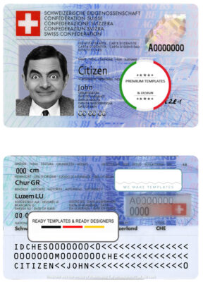 Switzerland ID template in PSD format, fully editable, with all fonts