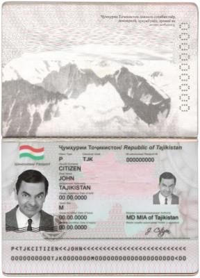 Tajikistan passport template in PSD format