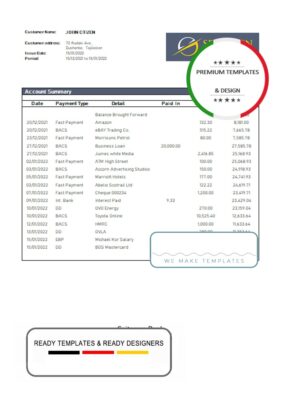 Tajikistan Spitamen Bank statement template, Word and PDF format (.doc and .pdf)