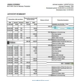 Tanzania Access bank statement, Excel and PDF template