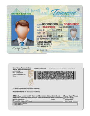 Tennessee Driver License Psd Template