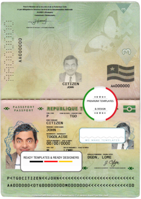 Togo passport template in PSD format