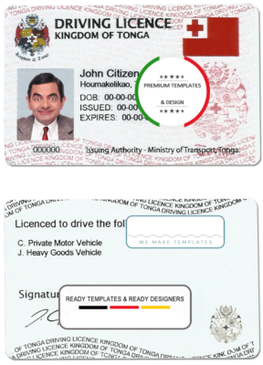 Tonga driving license template in PSD format, fully editable