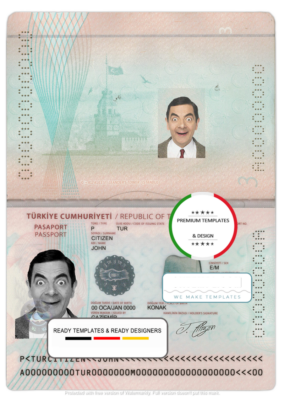 Turkey passport template in PSD format, fully editable (2018 – present)