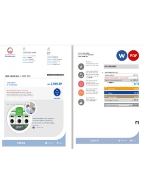 UAE Ajman Al Ain Distribution Co. Word and PDF utility bill template (5 pages)