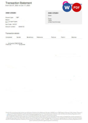 UAE COPELLA PAY bank statement Word and PDF template