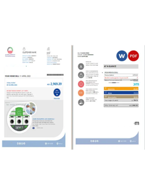 UAE Dubai Al Ain Distribution Co. Word and PDF utility bill template (5 pages)