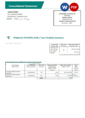 UAE KEB HANA bank statement Word and PDF template