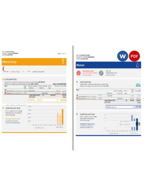 UAE Ras Al Khaimah Al Ain Distribution Co. Word and PDF utility bill template (5 pages)