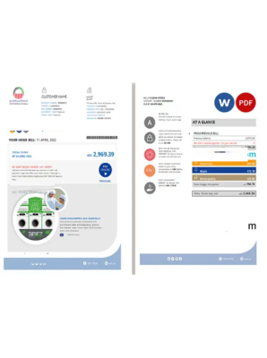 UAE Umm Al-Quwain Al Ain Distribution Co. Word and PDF utility bill template (5 pages)