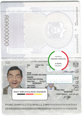 UAE (United Arab Emirates) passport template in PSD format