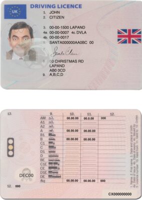 UK United Kingdom driving license template in PSD Format, fully editable