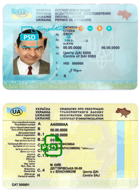 Ukraine driving license template in PSD format, fully editable, (2016-2021)