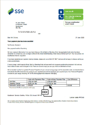 United Kingdom SSE Energy utility bill template in Word and PDF format, version 1