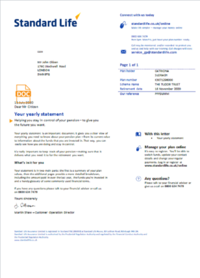 United Kingdom Standard Life utility bill template in Word and PDF format