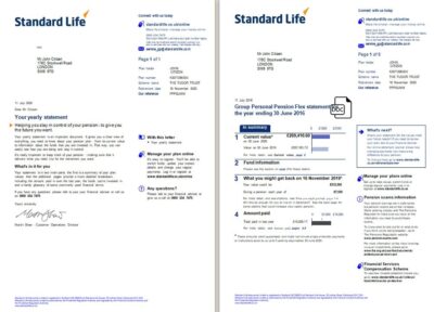 United Kingdom Standard Life utility bill template in Word and PDF format, 7 pages