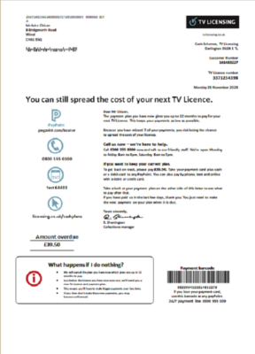 United Kingdom TV Licensing utility bill template in Word and PDF format