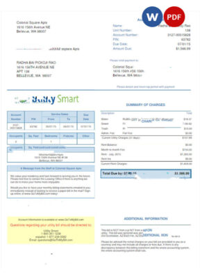 UNITED KINGDOM UTILITY SMART utility bill Word and PDF template