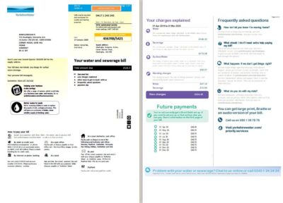 United Kingdom Yorkshire water utility bill template in Word and PDF format (2 pages)