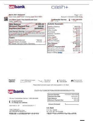 US Bank Bank Statement Template – Fake US Bank Statement Template