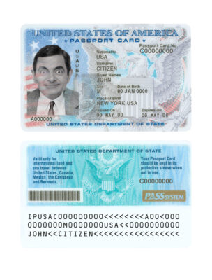 US Passport Card Template Psd