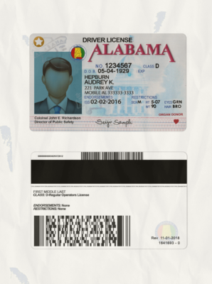 USA Alabama driving license template in PSD format