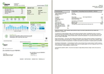 USA Ameren Missouri electricity utility bill template in Word and PDF format (2 pages)