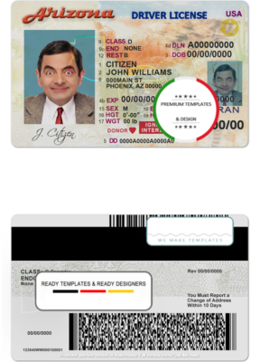 USA Arizona driving license template in PSD format