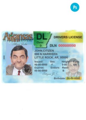 USA Arkansas driving license template in PSD format (front), version 2