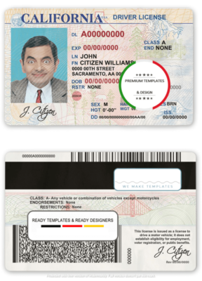 USA California driver license template in PSD format (OLD)