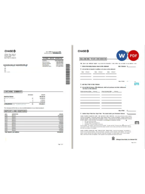 USA Chase bank statement Word and PDF template, 4 pages