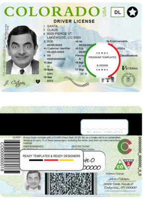 USA Colorado driving license template in PSD format