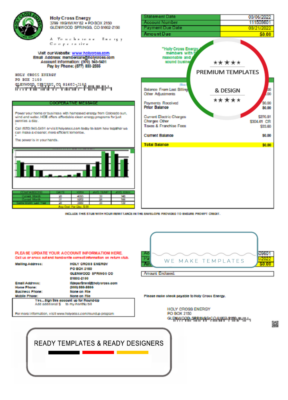 USA Colorado Holy Cross Energy utility bill template in Word and PDF format