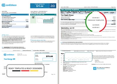 USA Con Edison utility bill template in Word and PDF format, 2 pages (2021 April – present)