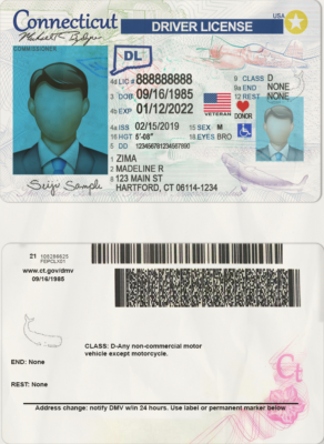 USA Connecticut driving license template in PSD format