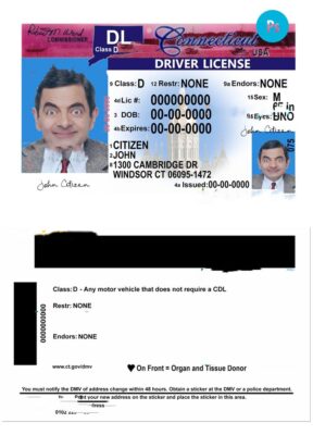 USA Connecticut driving license template in PSD format, version 2