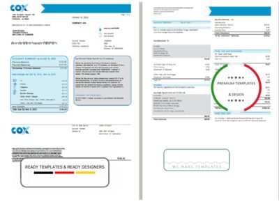 USA COX utility bill template in Word and PDF format