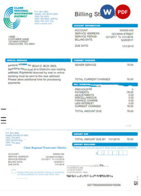 USA CRWWD utility bill Word and PDF template