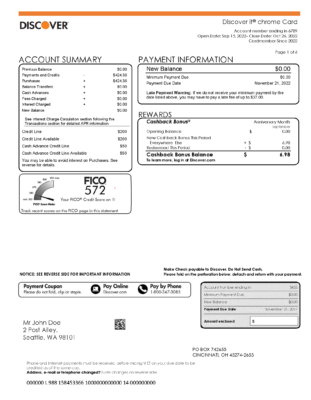 USA Discover Bank Account/Card Statement Template in Word & PDF formats – 6 pages