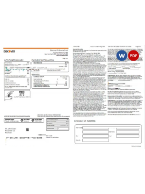 USA Discover bank statement, Word and PDF template, 5 pages