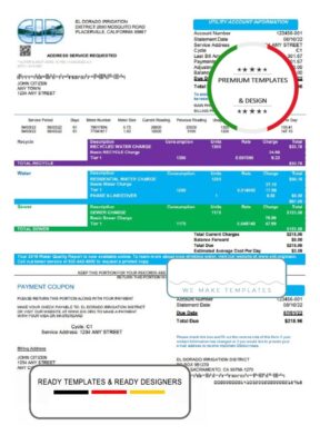 USA EID utility bill template in Word and PDF format